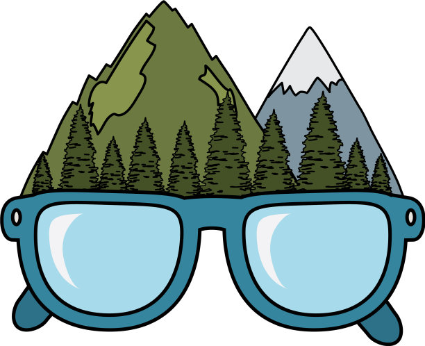 高山景观配上眼镜图片下载
