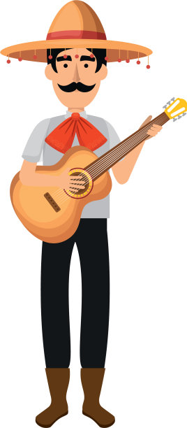 传统的墨西哥流浪乐队和吉他图片下载