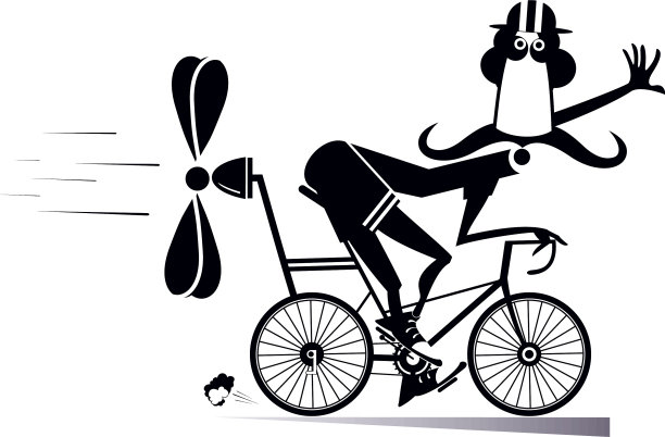 卡通人物独自骑着自行车图片下载
