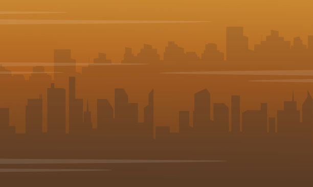 城市剪影与雾恶劣的环境图片下载