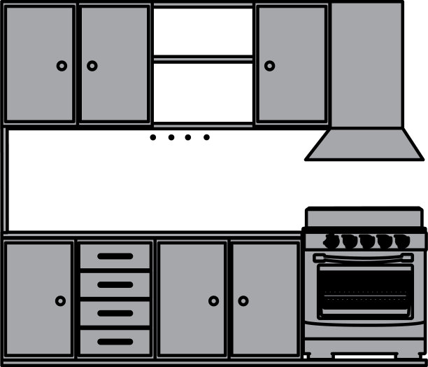 厨房橱柜的灰色轮廓图片下载