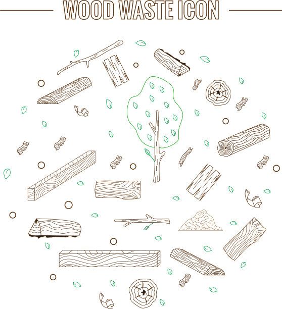 线条风格图标收集-废木元素图片下载