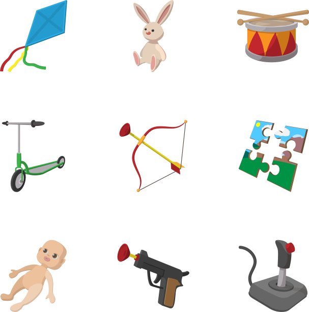 玩具图标设置卡通风格图片下载