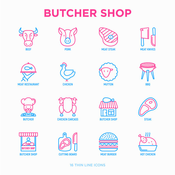 屠夫店细线图标集图片下载