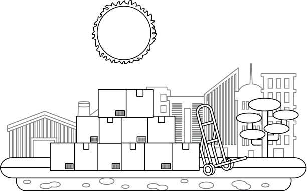 黑色和白色的箱子和手推车图片下载