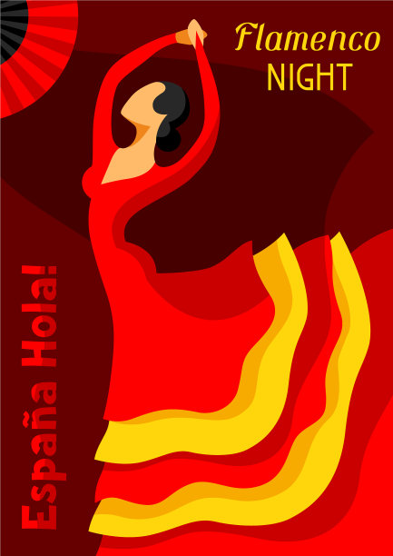 穿着红色裙子的传统西班牙弗拉门戈女人图片下载