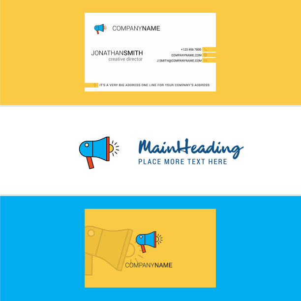 美丽的喇叭标志和名片垂直图片下载