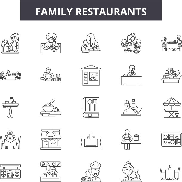 家庭餐厅系列图标标志设置图片下载