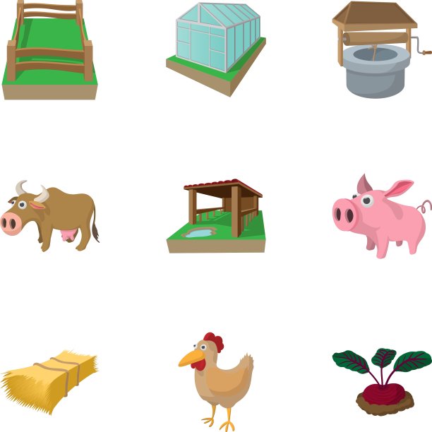 农场图标设置卡通风格图片下载