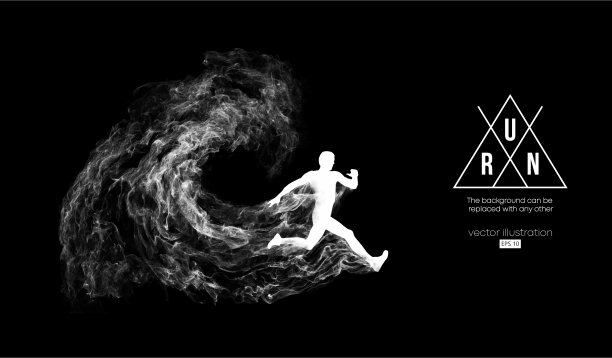 跑步运动员男子短跑的剪影图片下载