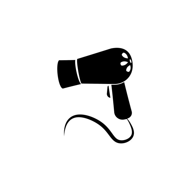 吹风机图标黑色的白色背景图片下载