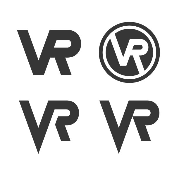 白色背景上的VR虚拟现实Logo图标集图片下载