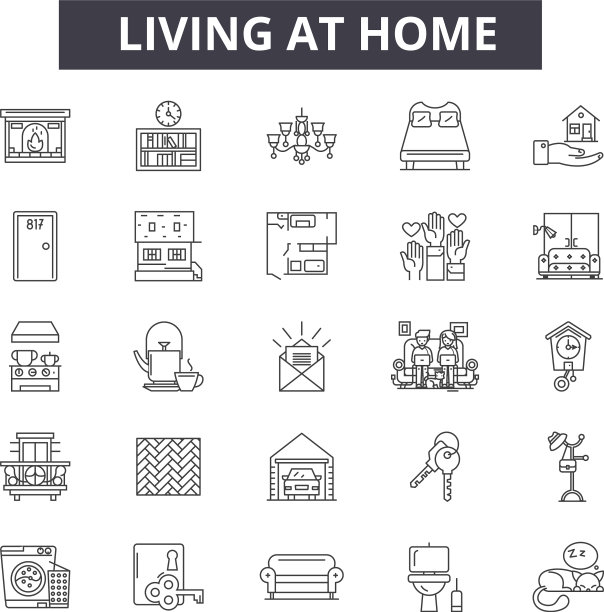 居家生活线图标标志集图片下载