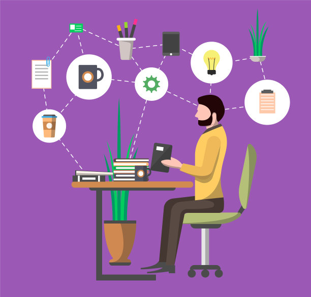 年轻人在办公室工作的信息图表图片下载