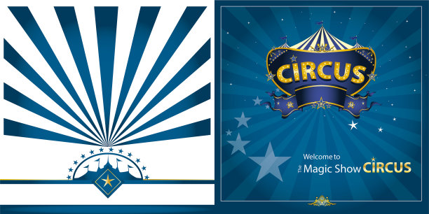 马戏团蓝色贺卡图片下载