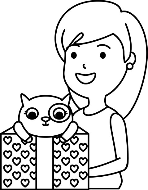 漂亮年轻的女人和可爱的猫图片下载