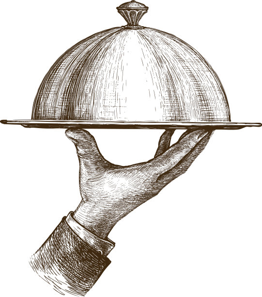 侍者手持钟摆上菜图片下载