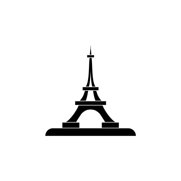 埃菲尔铁塔图标黑白背景图片下载