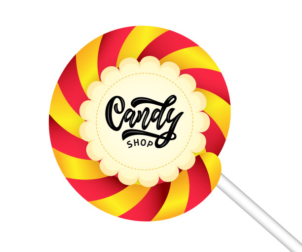 糖果店的标志上手工刻字五颜六色图片下载
