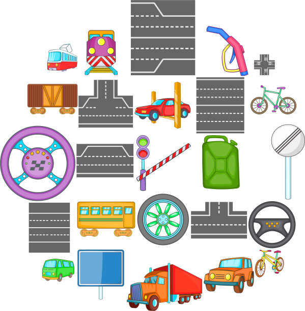 路线图标设置卡通风格图片下载