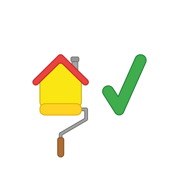 图标概念滚轴油漆刷油漆房子图片下载