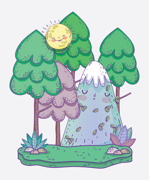 有雪山和阳光的天然树木图片下载