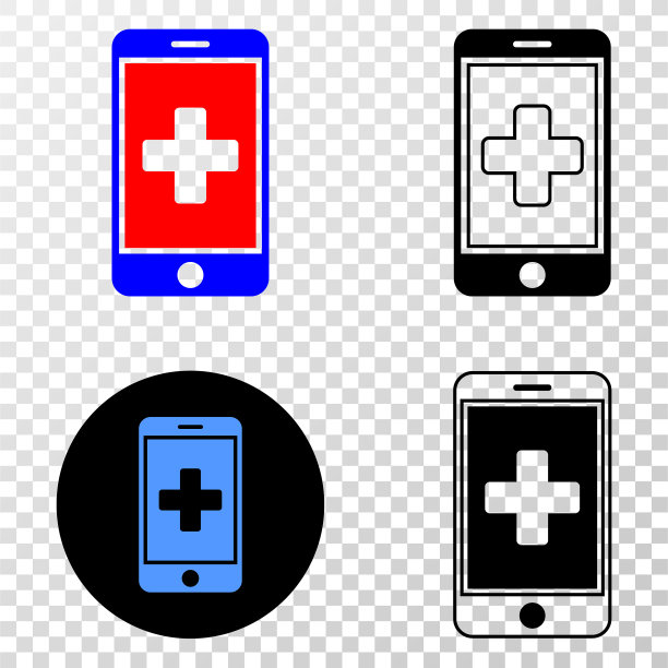 带轮廓的医疗手机App的EPS图标图片下载