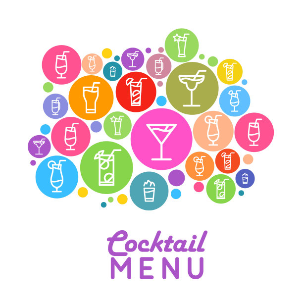 鸡尾酒菜单设计平面风格海报图片下载