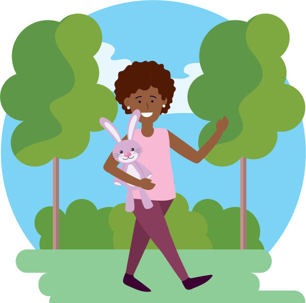 拿着兔子玩具的女孩图片下载