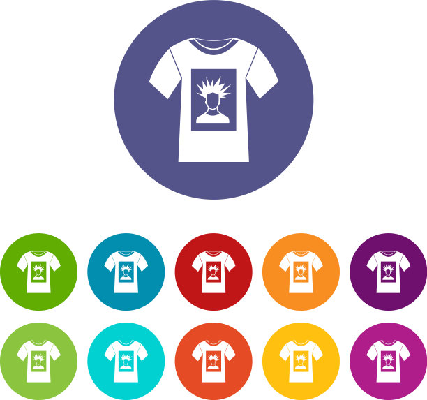 白色衬衫与印刷的男人肖像集图标图片下载