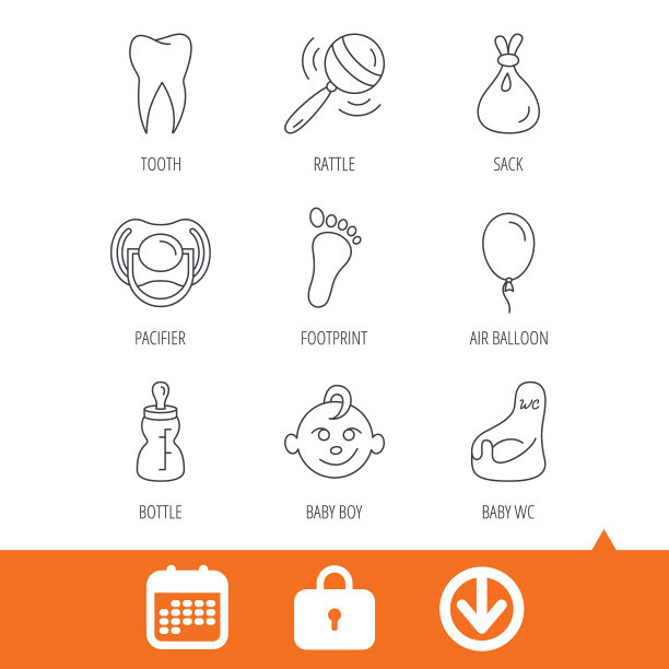 奶嘴宝宝和奶瓶图标牙齿标志图片下载