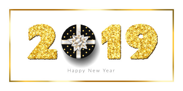 新年贺卡3d礼盒丝带蝴蝶结金图片下载