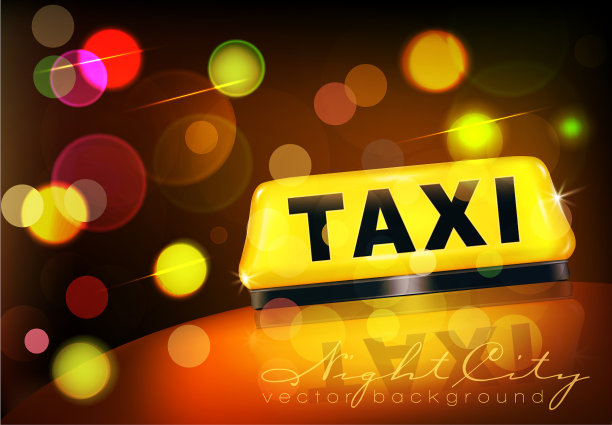 黄色出租车标志上的汽车对城市图片下载