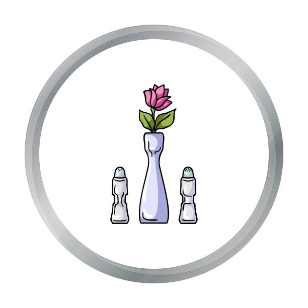 花瓶与花卉图标在卡通风格孤立上图片下载
