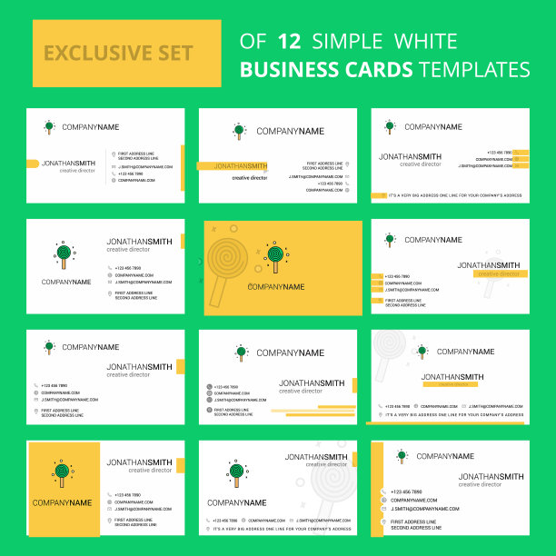 一套12糖果创意名片模板图片下载