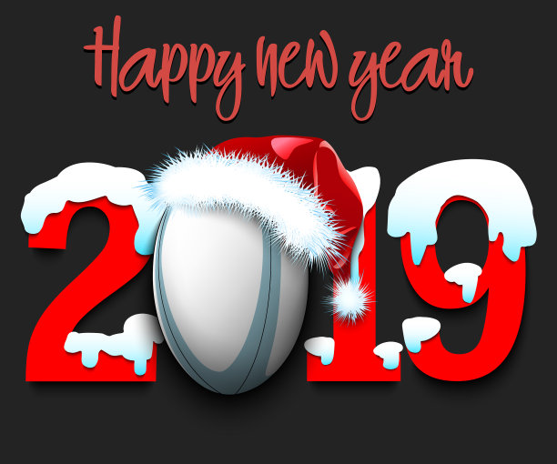 新年数字2019和橄榄球图片下载