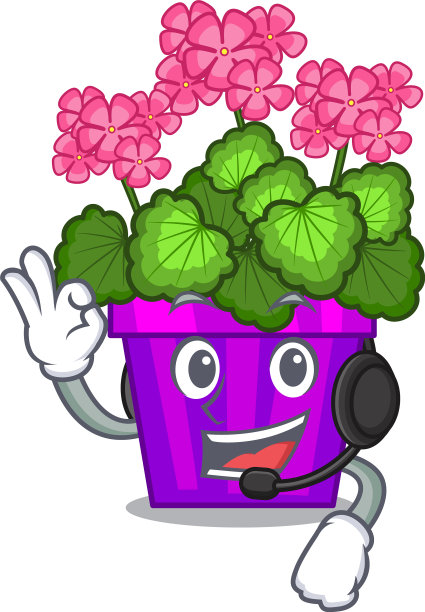 与耳机天竺葵花在卡通图片下载