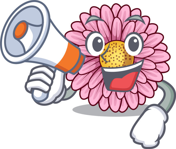 用扩音器和非洲菊花盆上面的人物图片下载