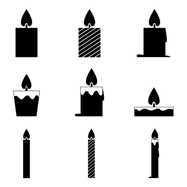 黑色蜡烛图标套装图片下载