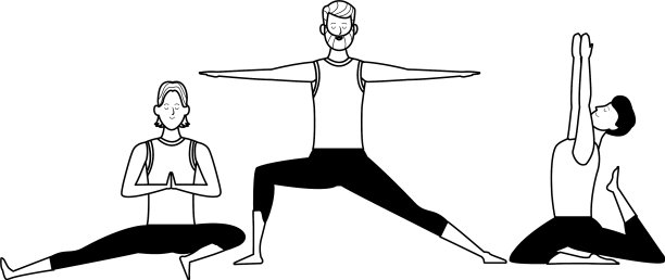 男人瑜伽姿势是黑白的图片下载