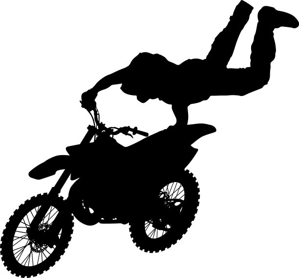 摩托车骑手表演把戏的剪影图片下载