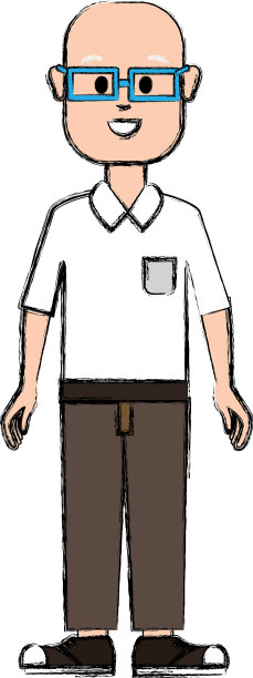 戴眼镜穿衬衫穿裤子的快乐男人图片下载