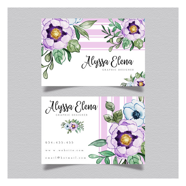 紫色花卉拜访卡图片下载