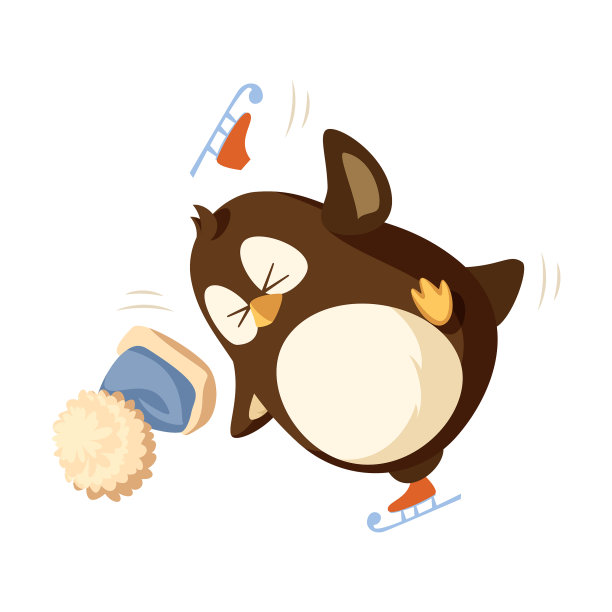 落企鹅毛皮帽孤立图片下载