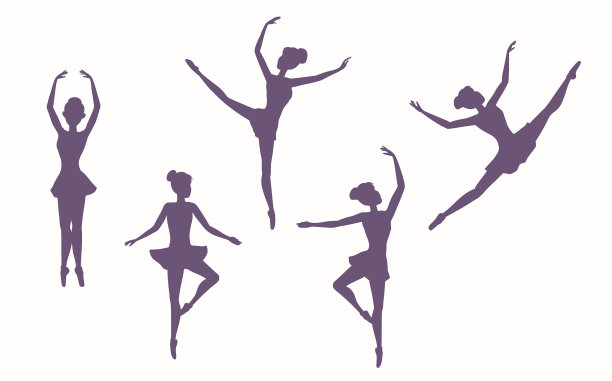 设置剪影舞蹈女孩在白色图片下载
