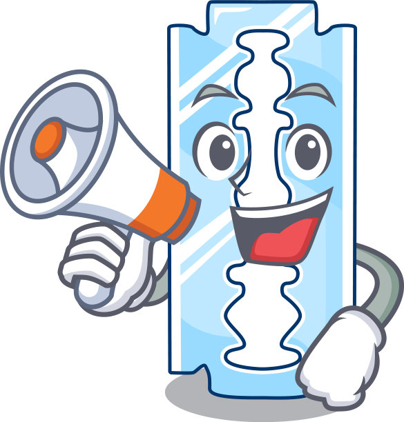 把扩音器剃须刀片隔离在吉祥物上图片下载