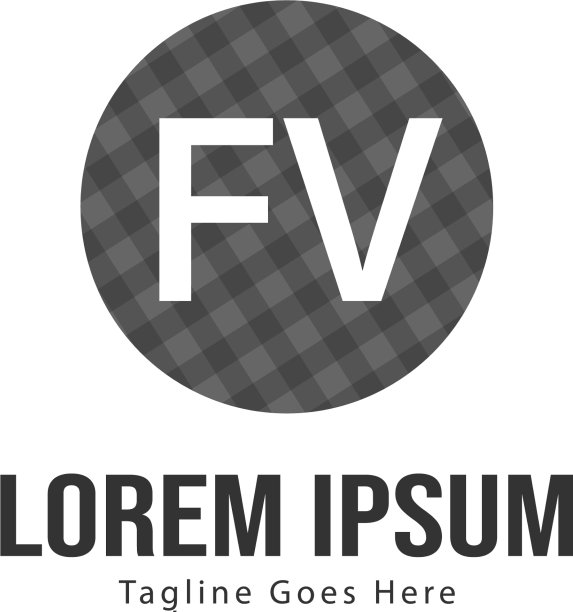 带有现代框架的FV首字母标志模板图片下载