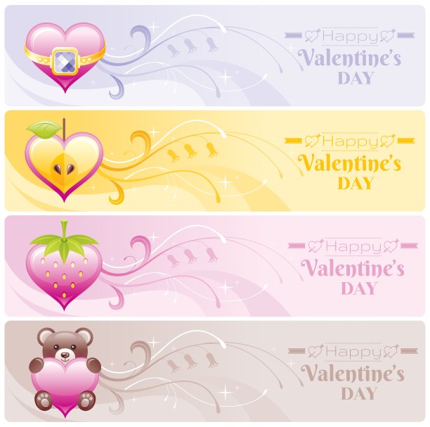 情人节心形横幅设苹果图片下载