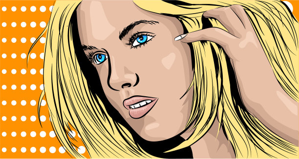 金发，一只手插在头发里图片下载