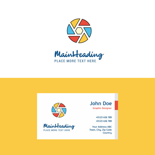 平面相机快门标志和名片图片下载